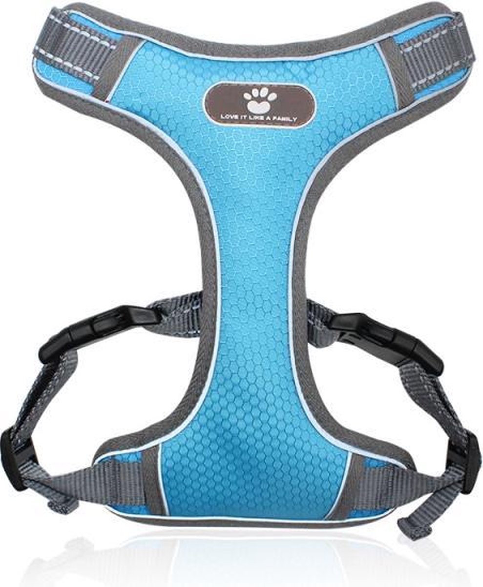 TBG Hond Harnas Vesten Huisdier Vest Kleine Medium Grote Huisdieren Geen Pull Verstelbare Reflecterende Ademend Licht Vest-stijl Borst Bandjes LblueXL