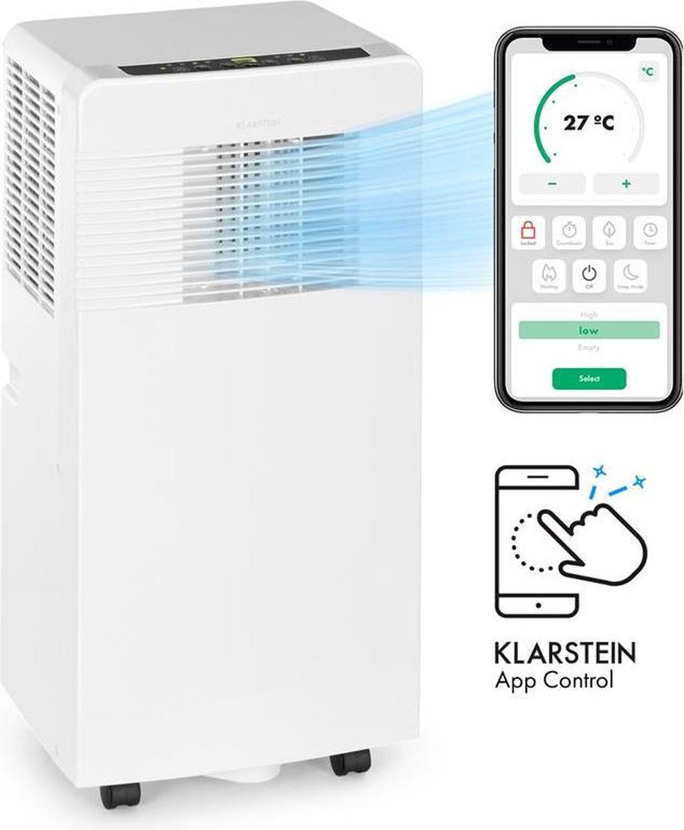 Klarstein Iceblock Ecosmart  - mobiele airco klasse A -  3 modi / 2 ventilatiesnelheden - app-bediening via WiFi en Klarstein-app - wit
