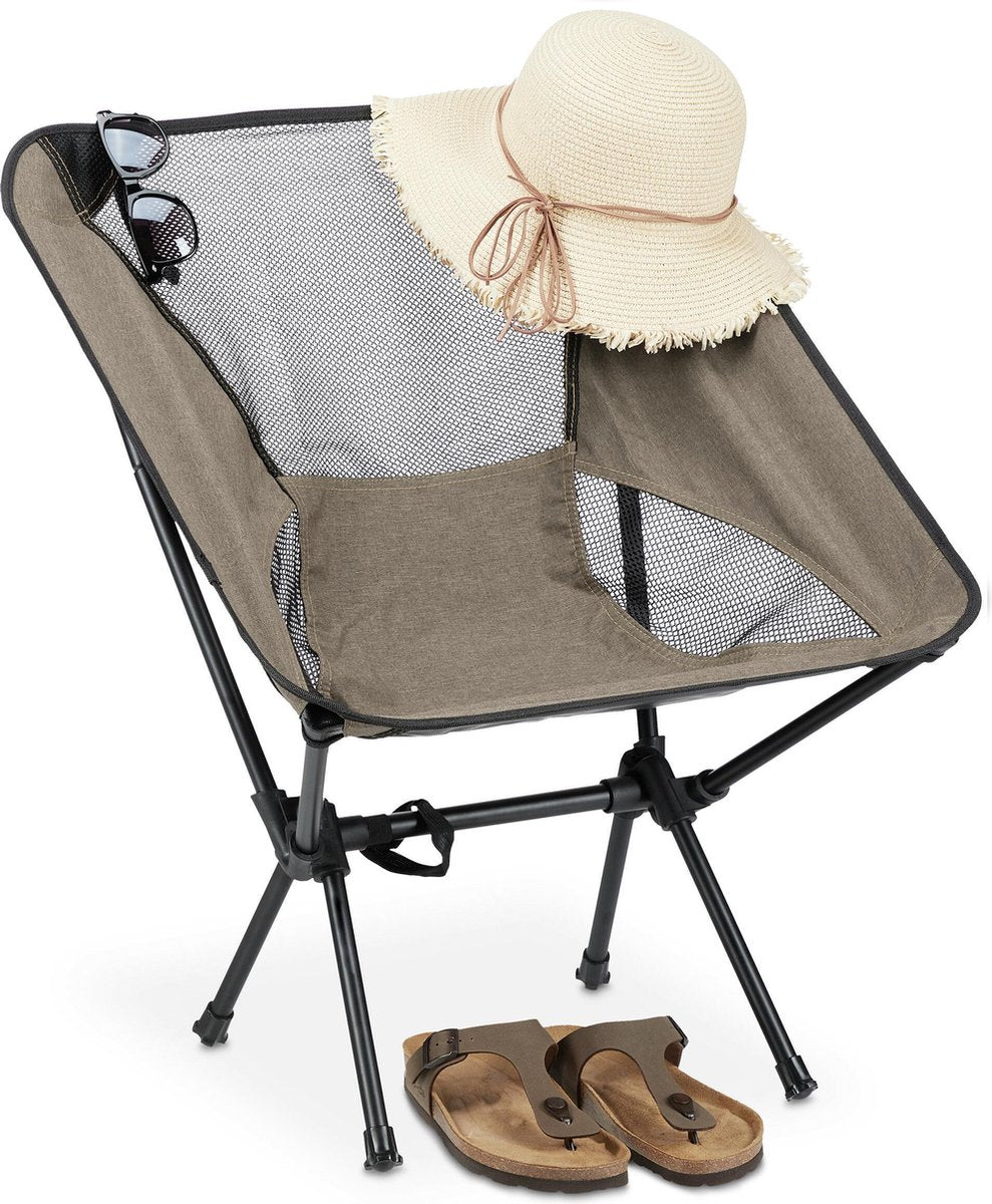 relaxdays campingstoel opvouwbaar - lichtgewicht - kampeerstoel in tas - relax vouwstoel beige