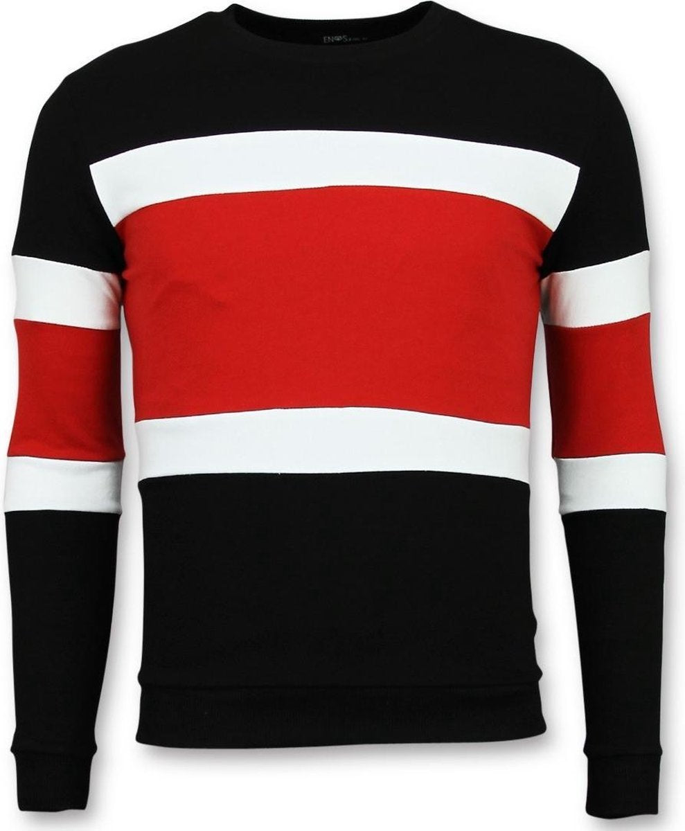 Enos Striped Sweater Mens - Goedkope Heren Truien - Rood - Maten: XL