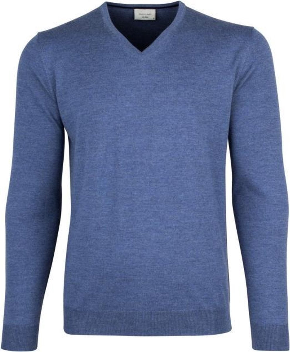 Profuomo Trui Heren Merino V-neck Sky Blauw