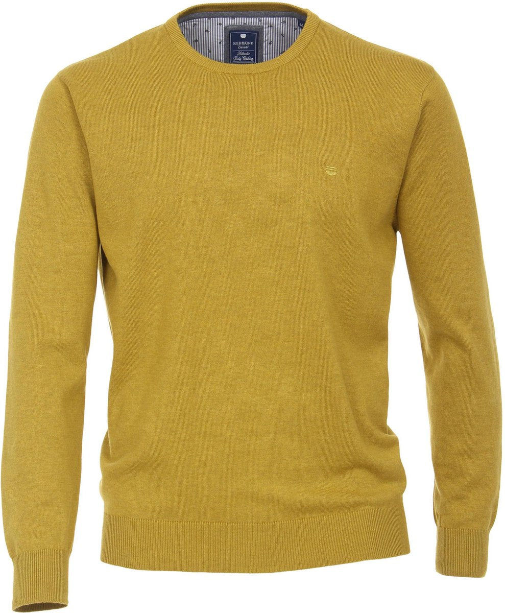 Redmond heren trui katoen O-hals - mosgroen melange -  Maat: 4XL