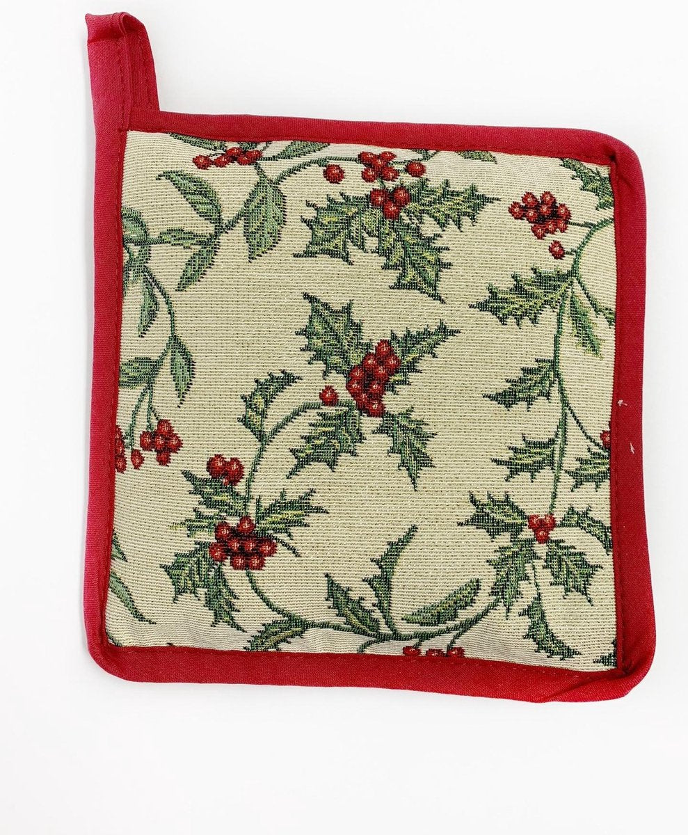 Pannenlap - luxe gobelinstof - Christmas Berries - All over - Kerst