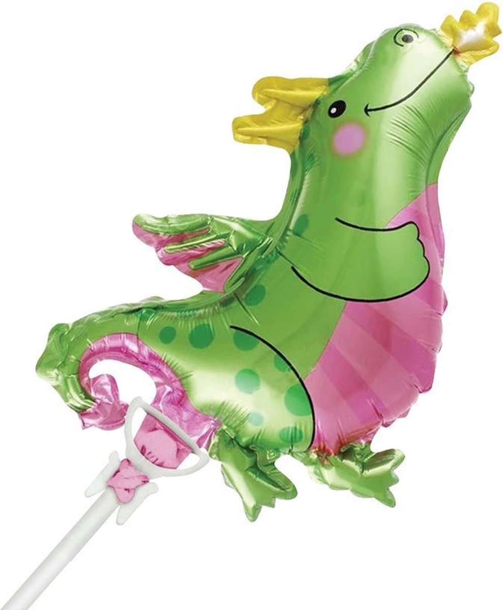 Tib Folieballon Draak Junior 35 Cm Groen/roze