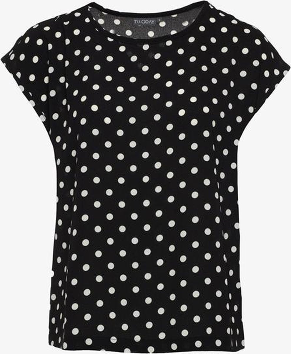 TwoDay dames T-shirt met stippen - Zwart - Maat M