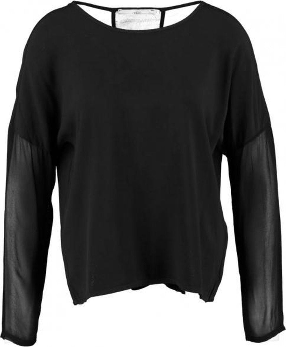 Aaiko zwart viscose deels transparant shirt 7/8e mouw - Maat S