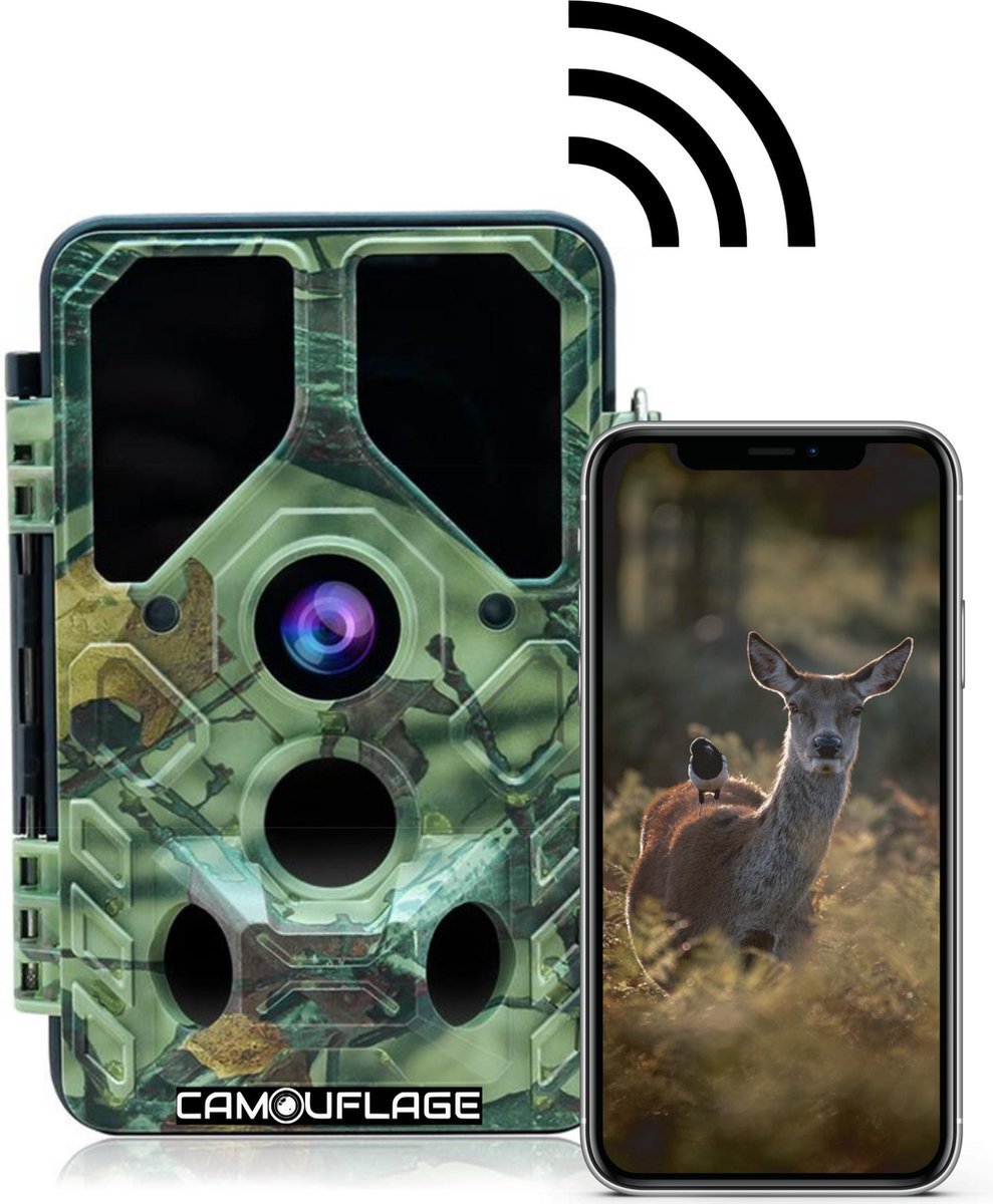 Camouflage EZ45 Wildcamera - Wildcamera Met Nachtzicht - Met WIFI - Tuin Observatie - 24MP