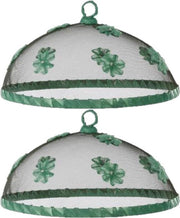 Set van 2x stuks vliegenkappen/voedselkappen groen met bloemen 30 cm