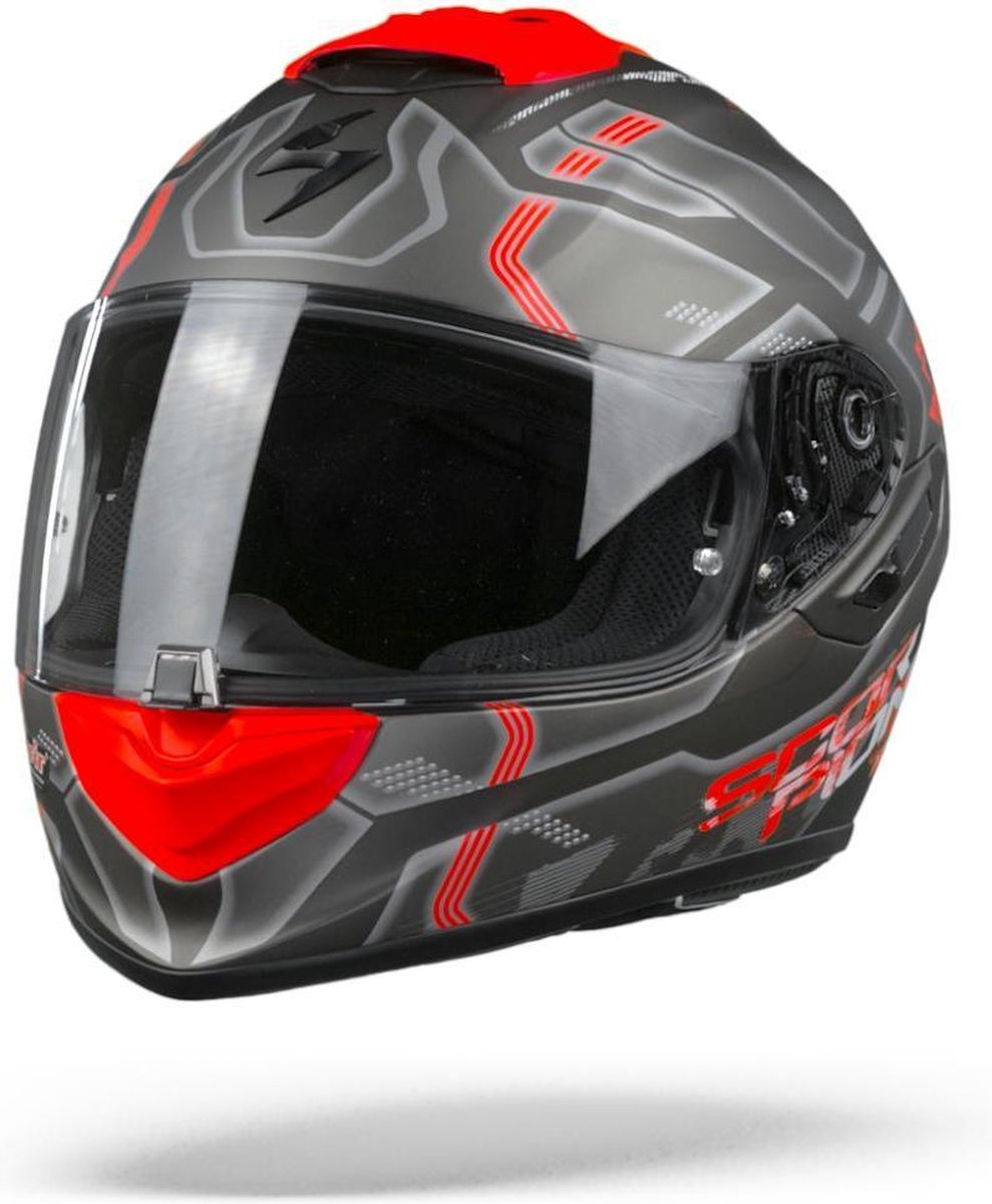 Scorpion EXO-1400 Air Spatium Matt Silver Red Full Face Helmet L
