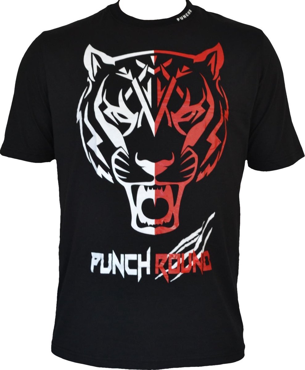Punch Round Tiger Razor Shirt Zwart Wit Rood Kies uw maat: M