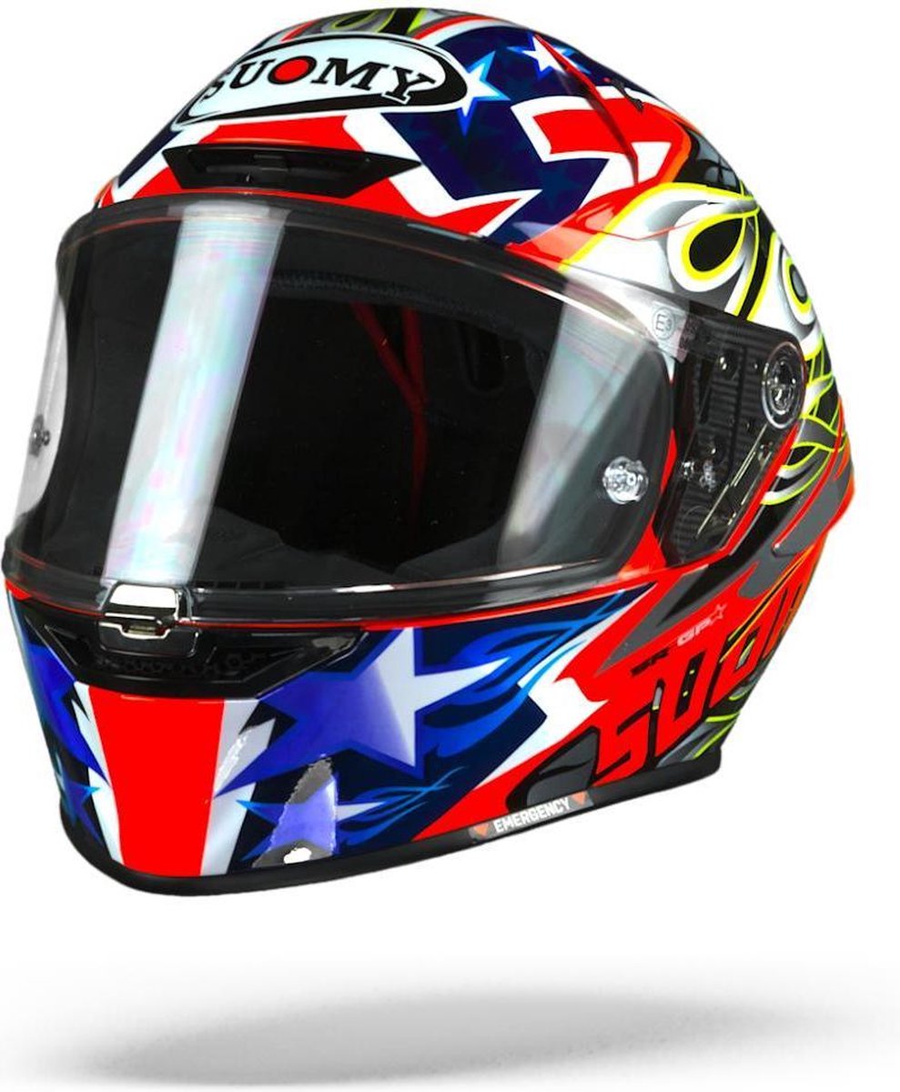 Suomy SR-GP Glory Race Blue Red White Black Yellow Full Face Helmet XL