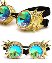 Caleidoscoop bril goggles Steampunk - goud spikes - festival spacebril