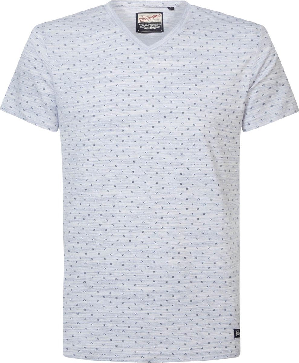 Petrol Industries - Heren Printed v-hals T-shirt  - Blauw - Maat L
