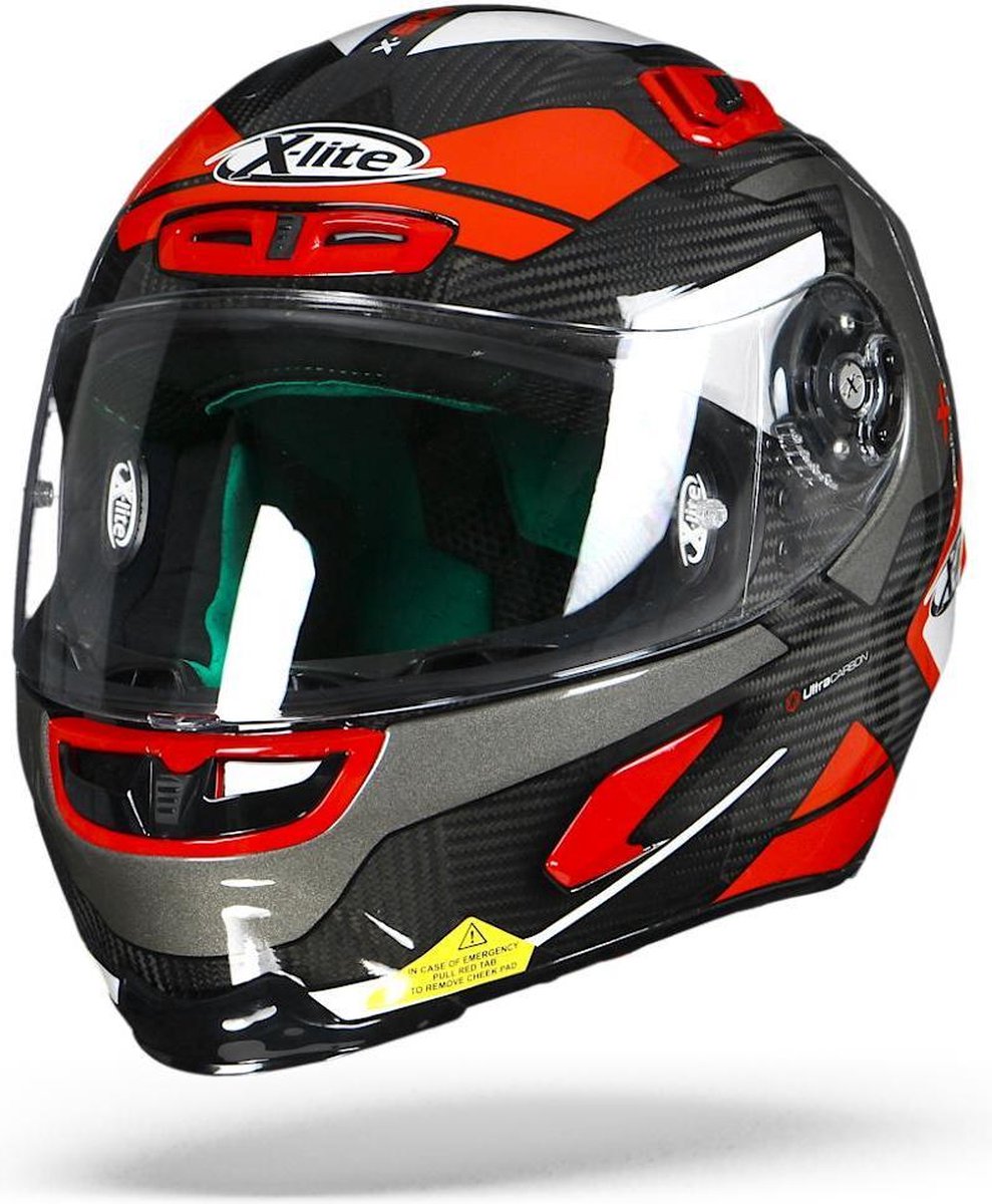 X-Lite X-803 Ultra carbon Mastery 042 Wit Rood Integraalhelm - Motorhelm - Maat XXL
