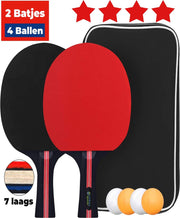 Tafeltennis batjes set - Pingpong Set 4 sterren - Pingpong batjes - Incl. 4 Tafeltennis & Pingpong ballen