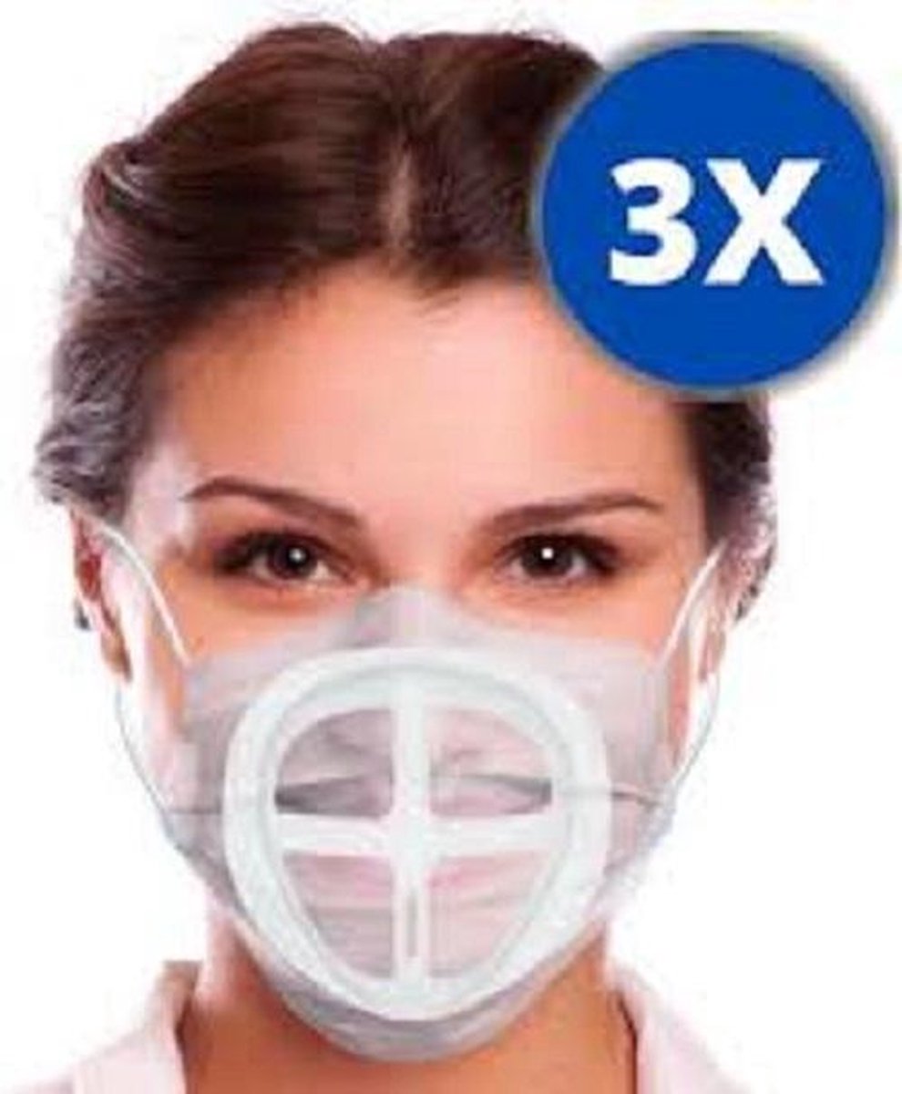 Innermask 3 stuks | Mondmaskerhouder | Mondmasker beugel | Innermask | Innermask silicone mondkapjes | Mondkapje brildrager | Inner mask | Mondmasker | Mondmasker houder | Mondkapjes houder - wit