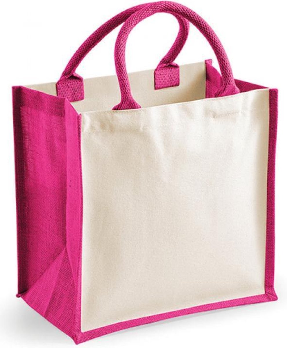 Printers Midi Jute Bag (Fuchsia)