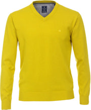 Redmond heren trui katoen V-hals - geel -  Maat: 4XL