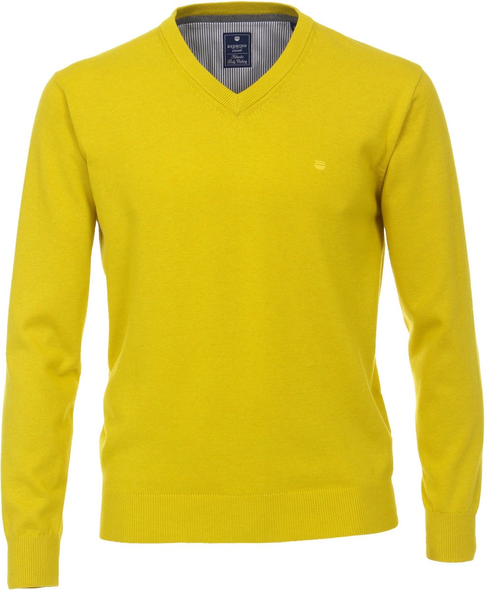 Redmond heren trui katoen V-hals - geel -  Maat: 4XL