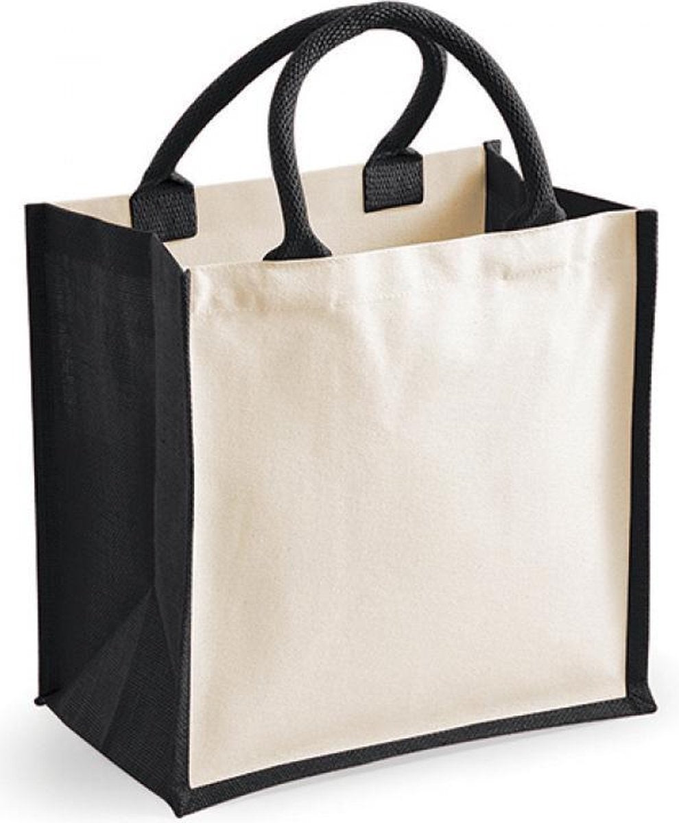 Printers Midi Jute Bag (Zwart)