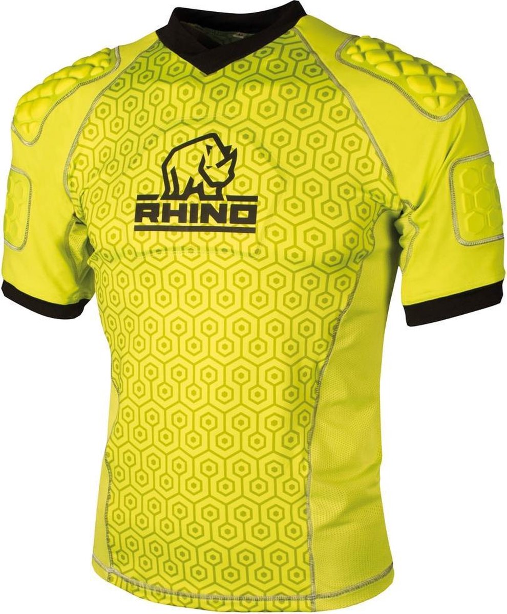 Rhino Sportshirt Pro Body Heren Polyester/elastaan Geel Maat S
