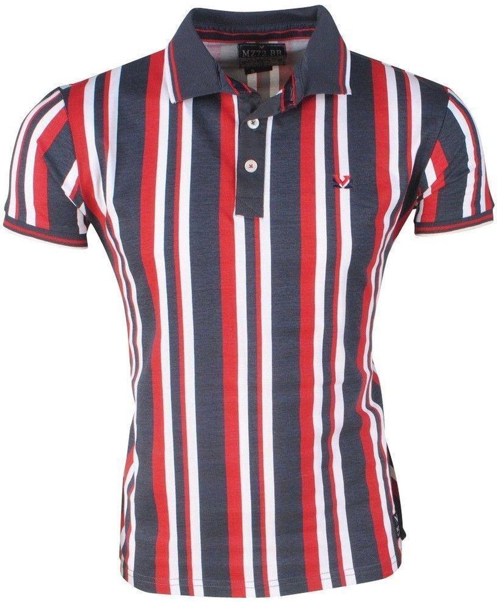 MZ72 - Heren Polo - Polygo - Gestreept - Navy Rood