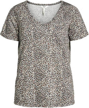 Objtessi Slub S/s V-neck Noos 23023816 Incense/smal Leo