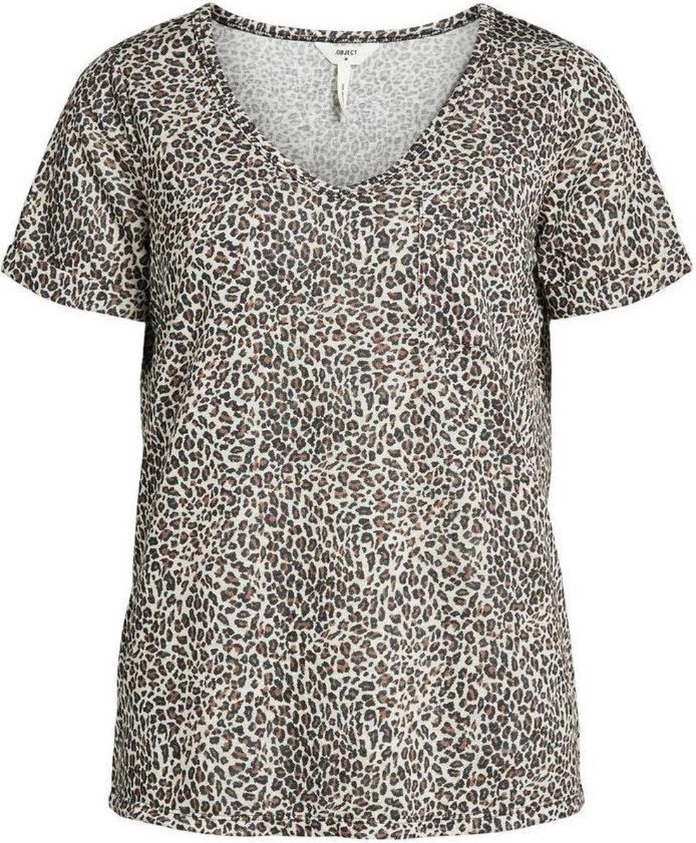 Objtessi Slub S/s V-neck Noos 23023816 Incense/smal Leo