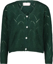 Cassis - Opengewerkte cardigan - Emerald groen