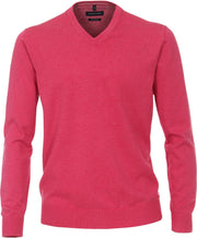 CASA MODA heren trui katoen - V-hals - donker roze -  Maat: L
