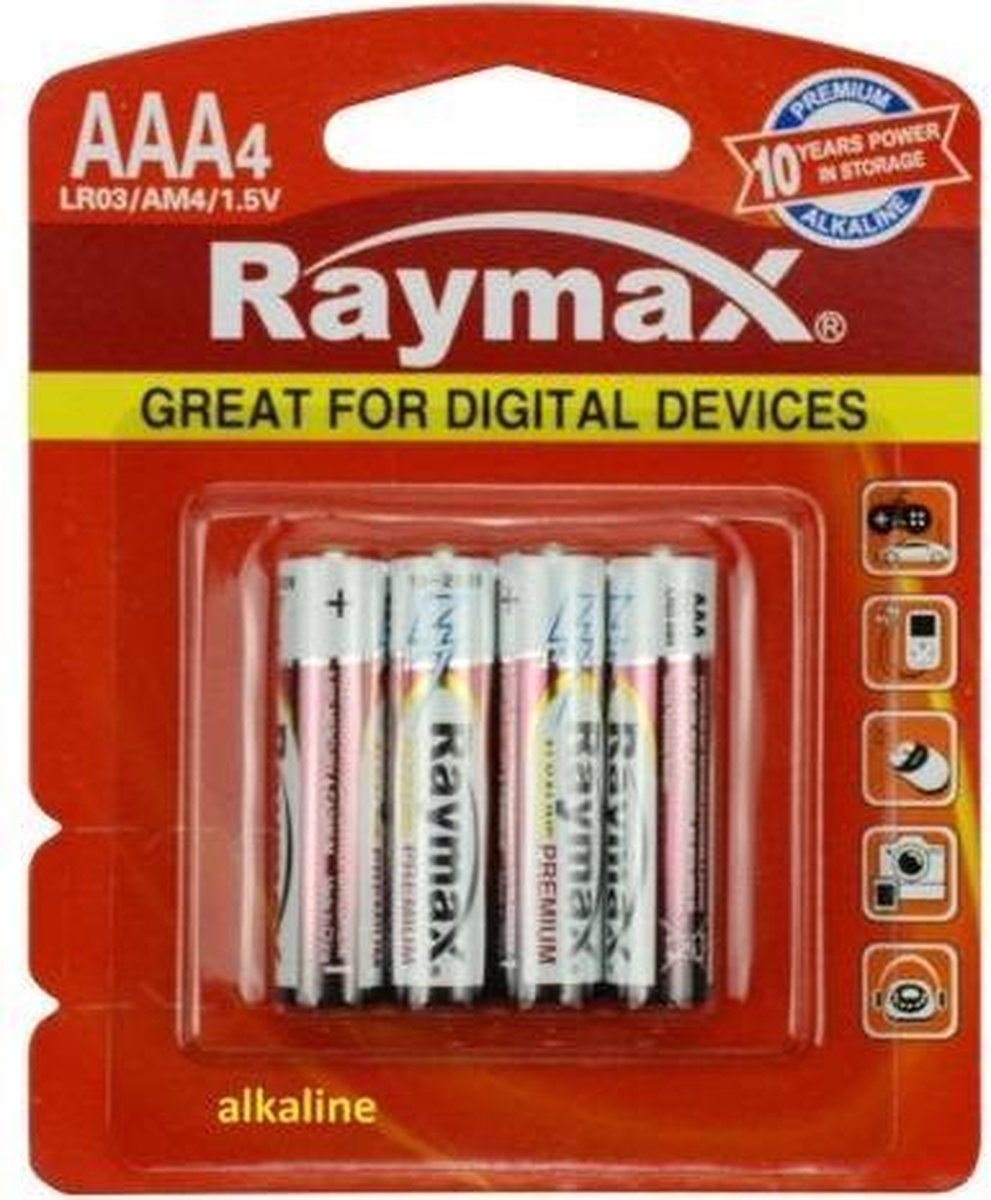 Raymax AAA Batterijen - LR03 - Alkaline - 4 Stuks