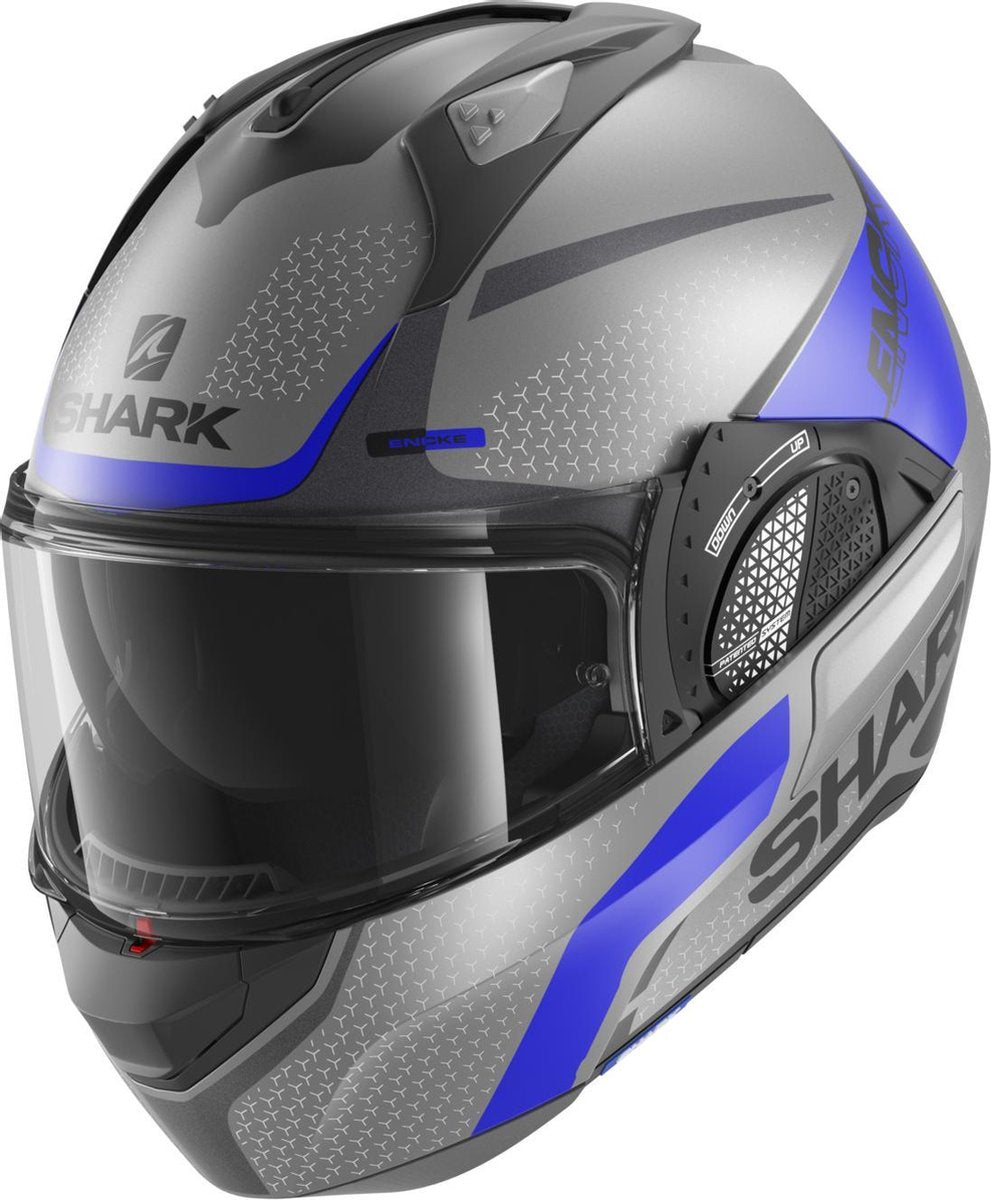 SHARK motor & scooter systeemhelm EVO GT ENCKE MAT   Antraciet blauw Zwart