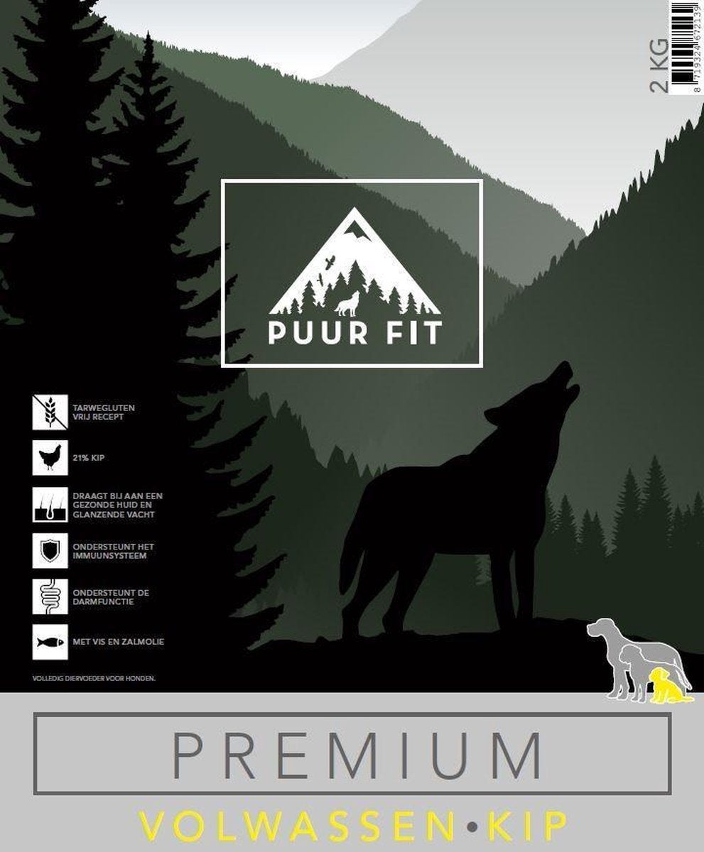 Puur Fit Premium Volwassen Kip Groot 12 kilo