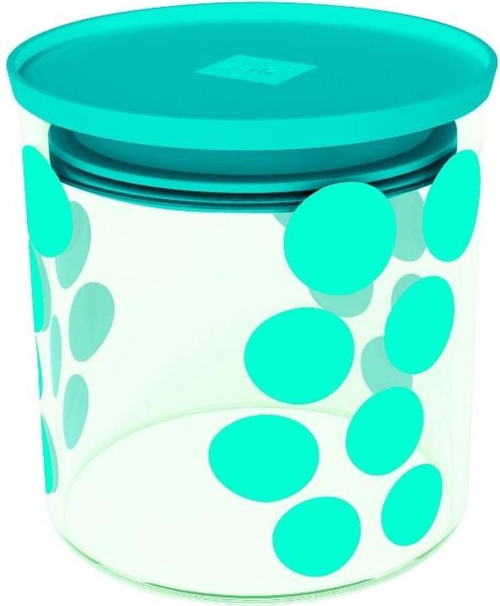 Zak!designs Voorraadpot Dot Dot 650 Ml Glas/siliconen Aqua