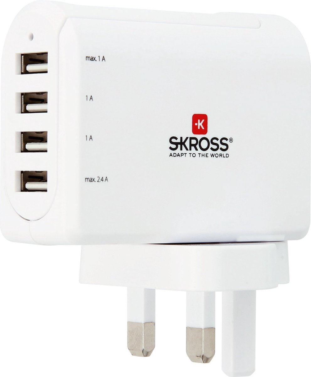 SKROSS Reisstekker UK 4x USB (Side Connection)