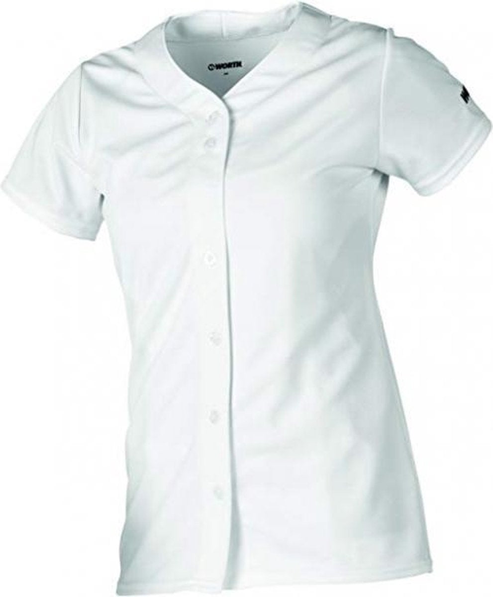 Worth Womens Full Button Softball Jersey - White - XX-Large