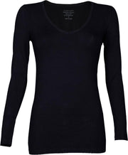 Dames T-shirt V-Neck LS- Zwart  - CLAESEN'S - S
