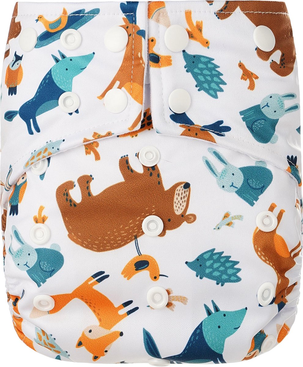 HappyBear - Pocketluier Bosdieren | 4-15kg - Onesize - Wasbare luiers - Herbruikbare luiers