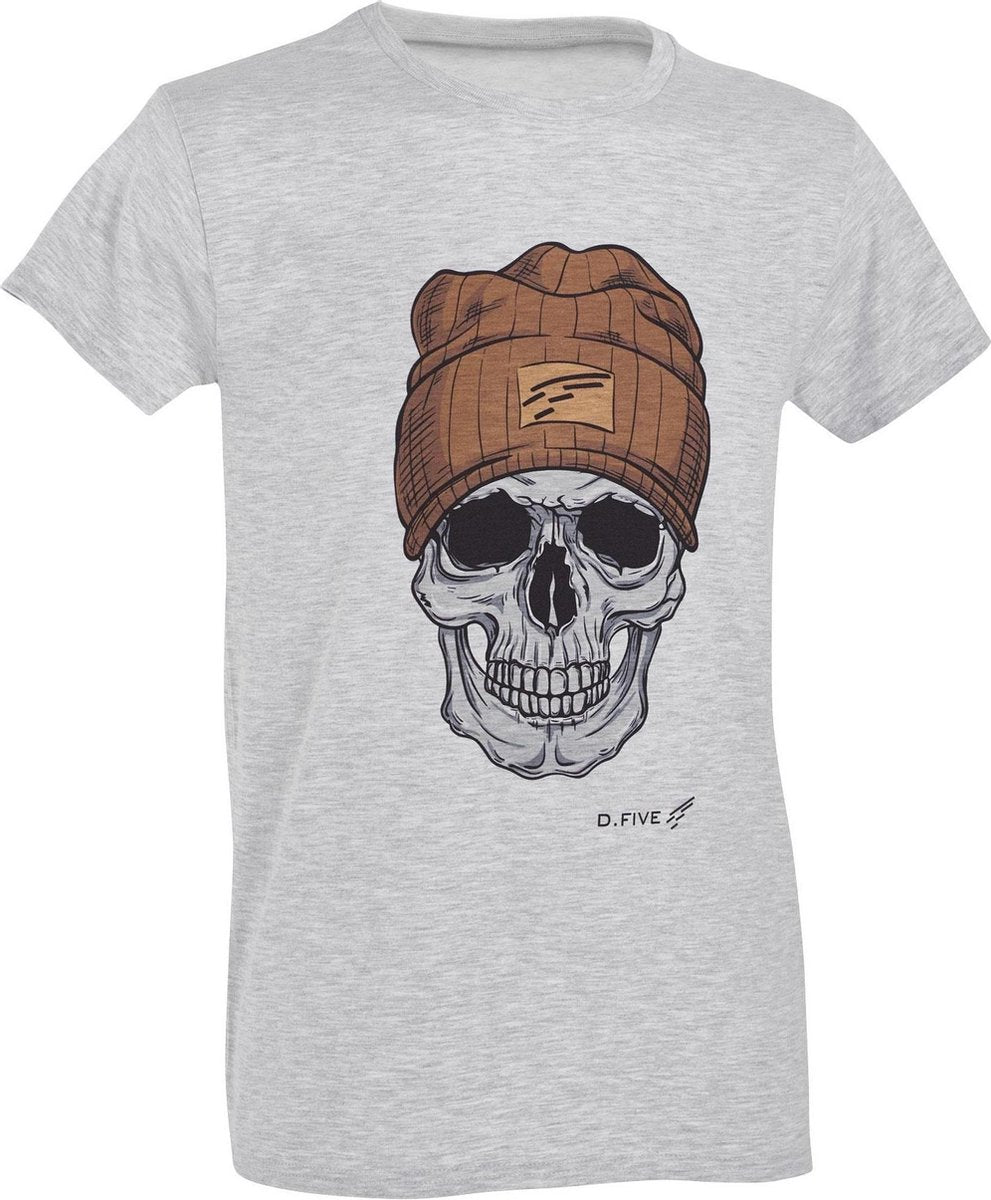 D.five T-shirt Met Print Heren Katoen Grijs/bruin Maat Xl
