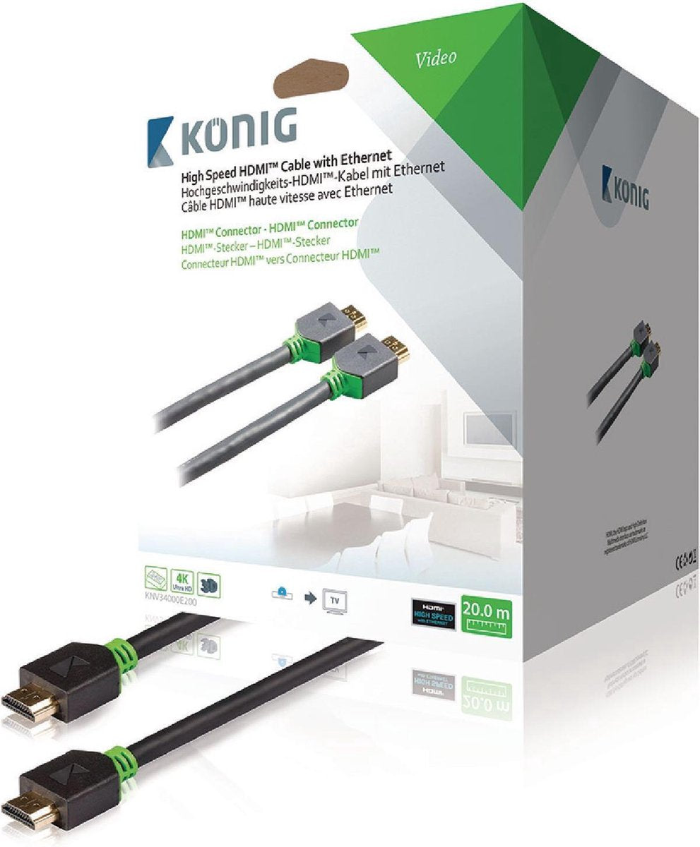 High Speed HDMI -kabel met Ethernet HDMI -connector - HDMI -connector 20.0 m grijs