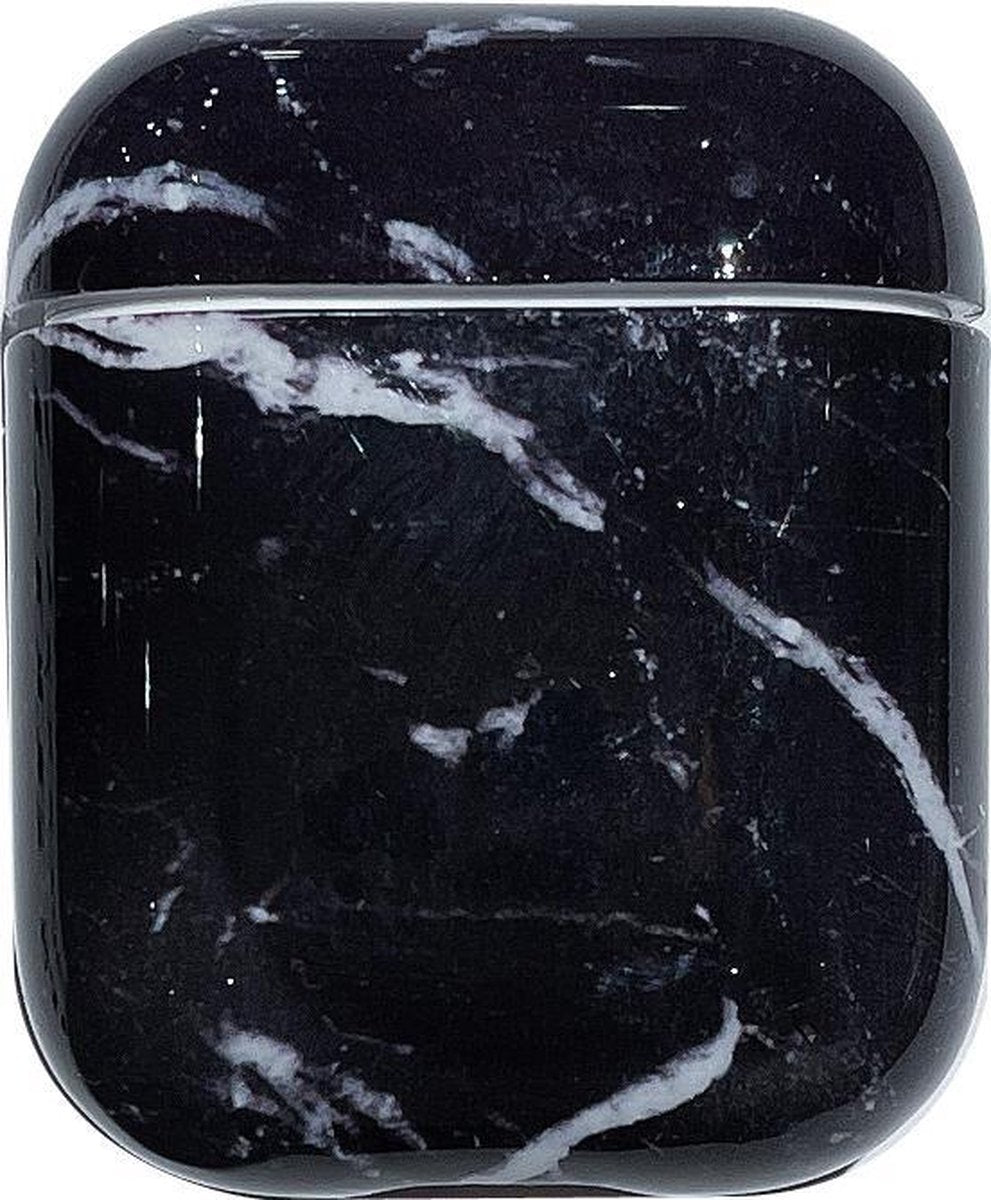 Apple Airpods 1 en 2 hoesje Marmer - Marmerprint - Marble - Hardcase - Stevig hoesje - Apple Airpods - Zwart/Wit