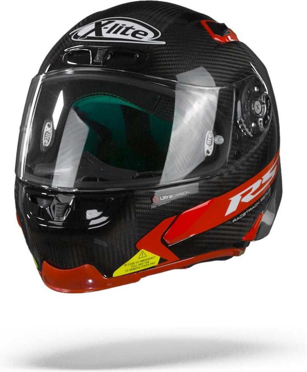 X-Lite X-803 RS Ultra Carbon Hot Lap 13 Carbon Black Red  Integraalhelm - Motorhelm - Maat XXL