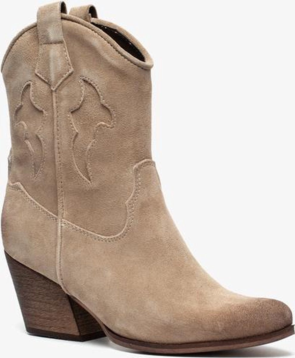 TwoDay suede dames cowboy western laarsjes - Beige - Maat 41