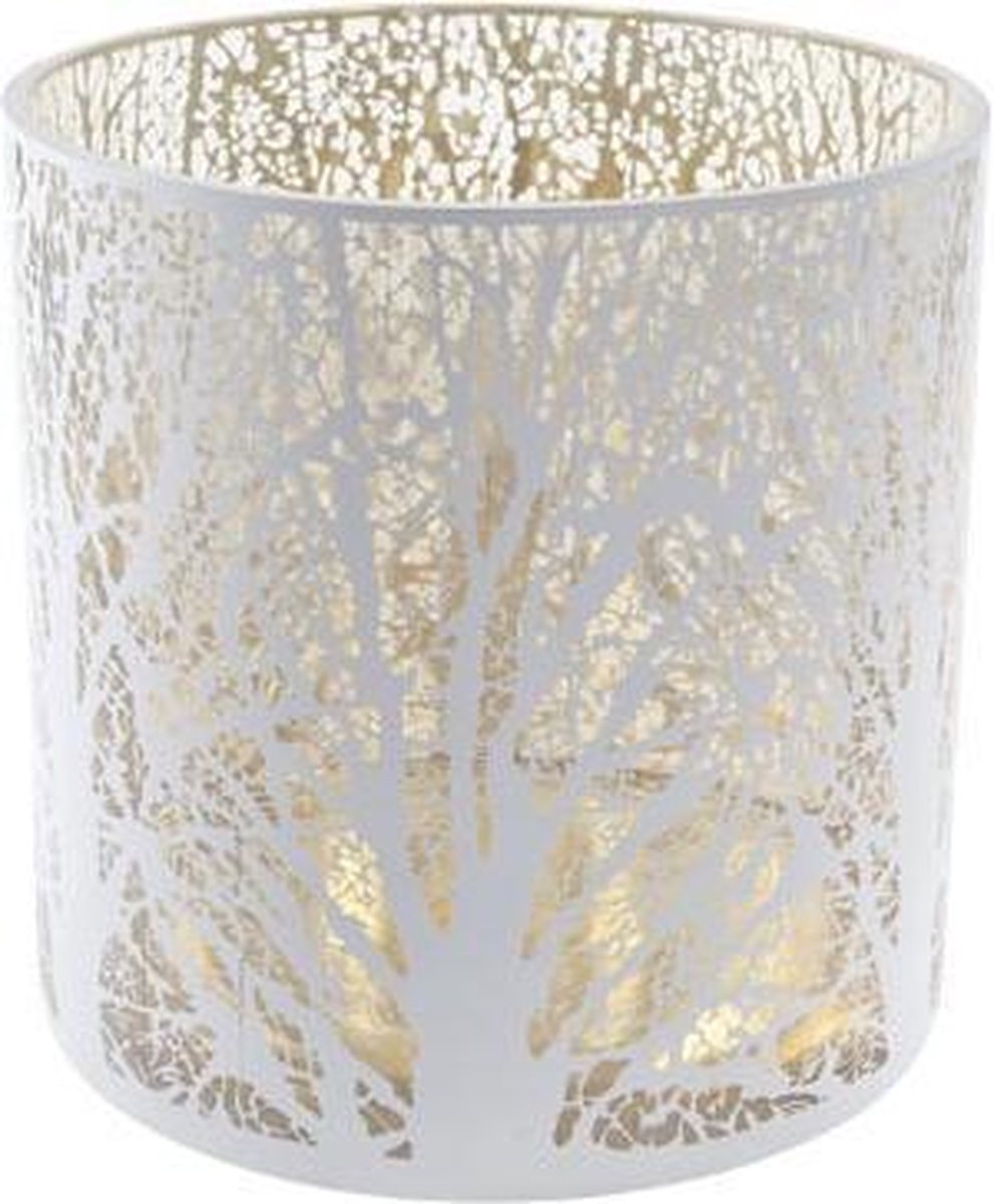 Windlicht Wit Rond Glas 20x20xh20branches