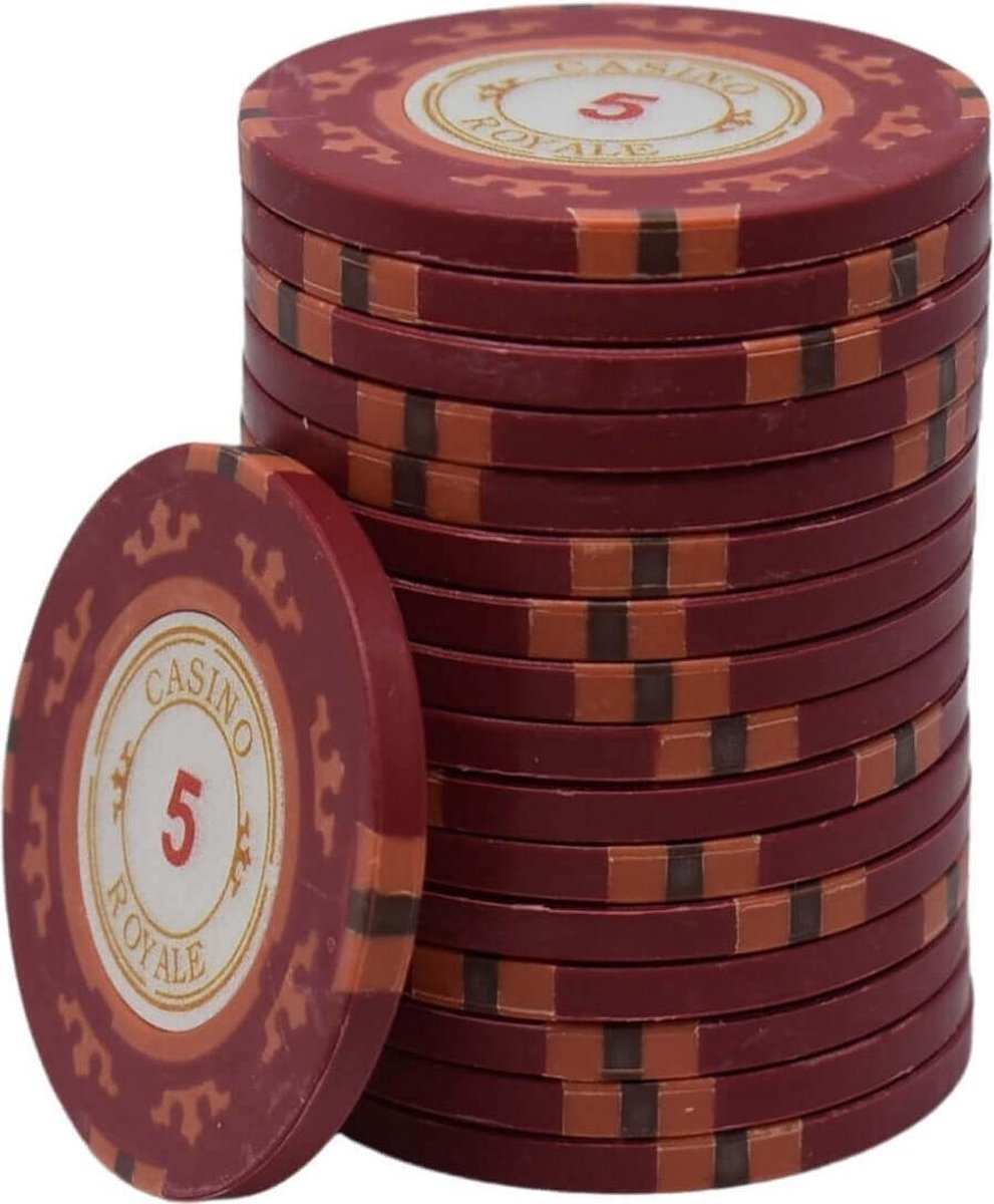 Casino Royale clay chips 5 rood (25 stuks)