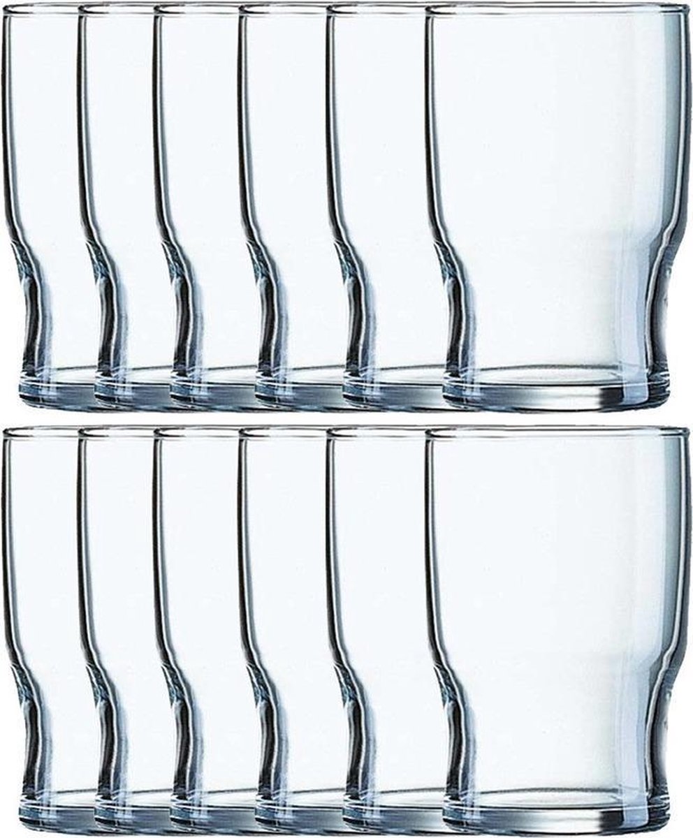 12x Drinkglazen/waterglazen Campus transparant 222 ml - Koffie/thee glazen Campus 222 ml