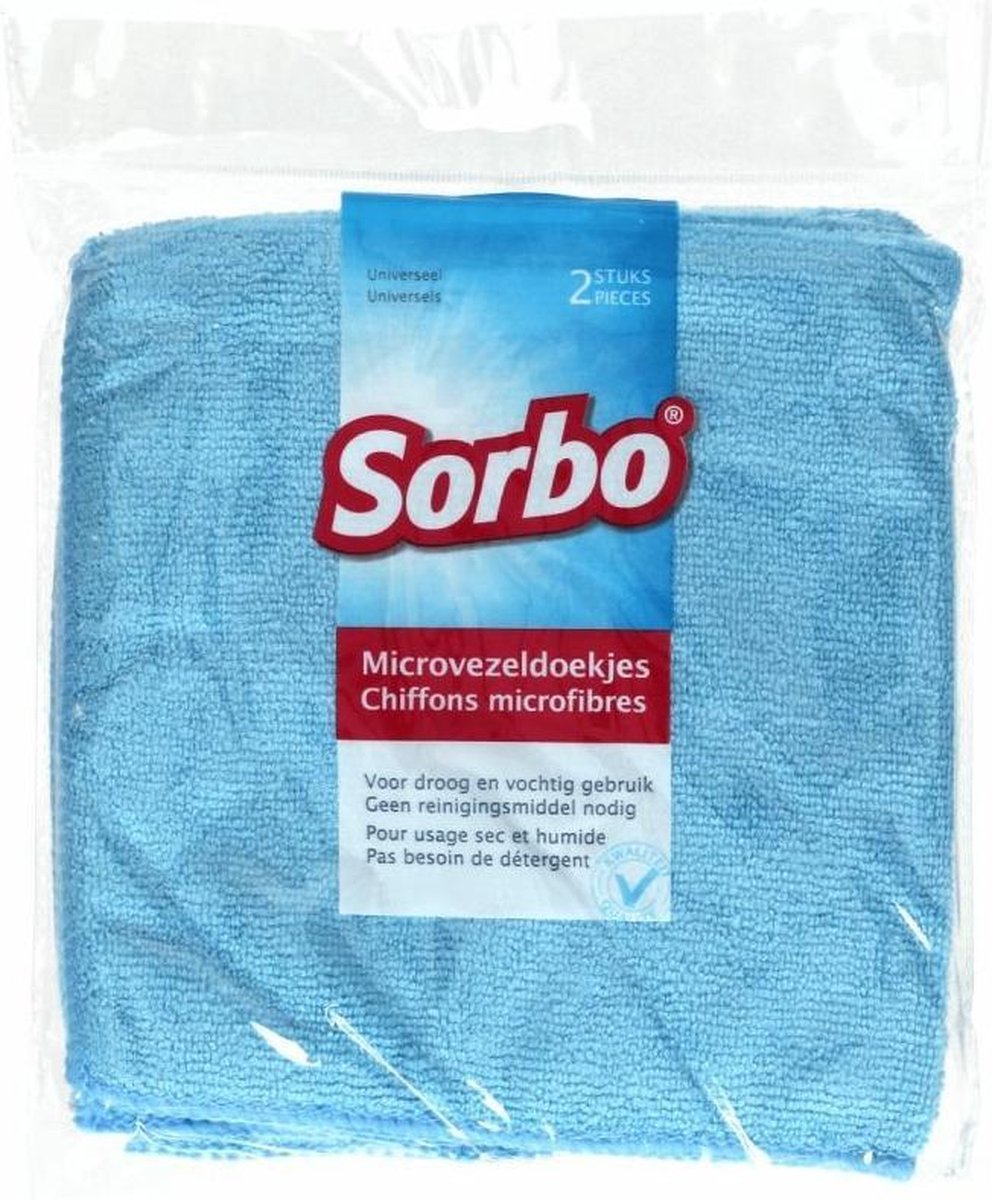 Sorbo Microvezeldoekjes Uni Blauw 35x35 cm 2 stuks