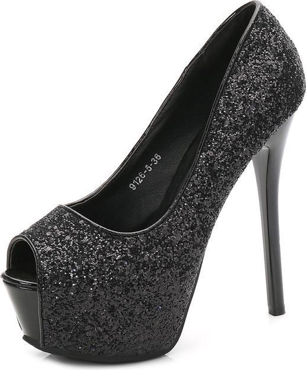 Hoge Hakken - Damesschoenen - Hakhoogte 14 cm - Zwart - Maat 35-40