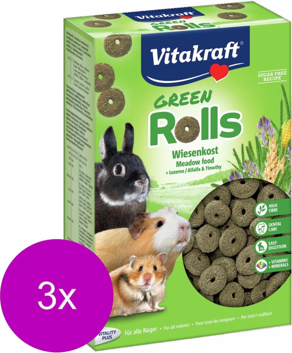 Vitakraft Groen Rollies - Knaagdiersnack - 3 x 300 g