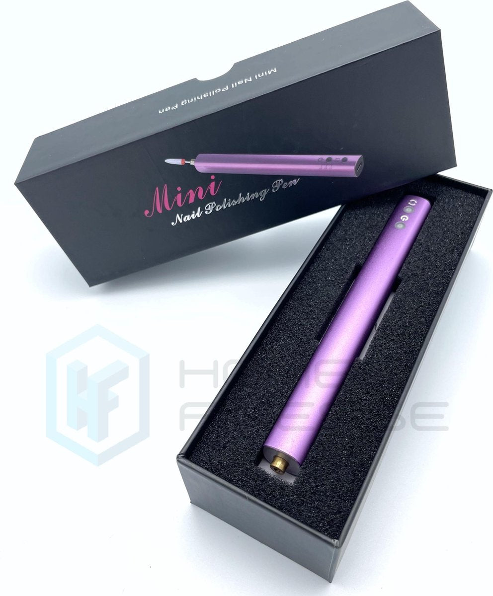 Elektrische nagelfrees - Draadloos - metallic paars - nieuwe 2021 model! - inclusief 12 nagelfrees bitjes plus 6 schuurrolletjes - LED verlicht